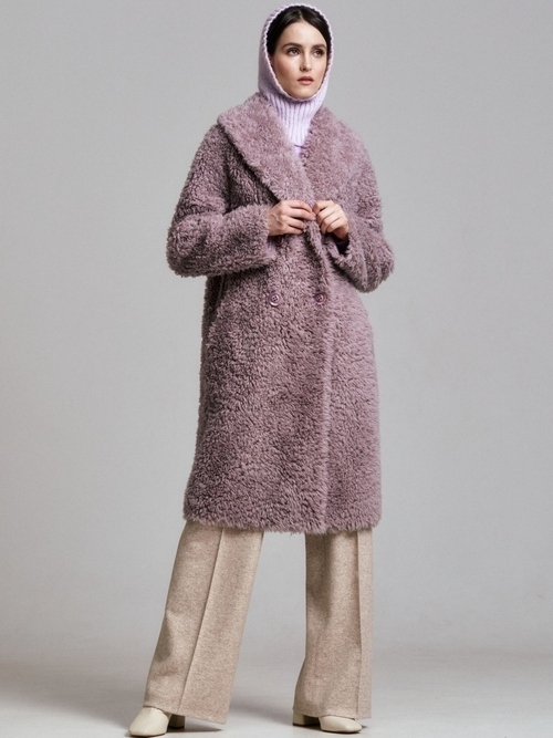 Шуба женская чебурашка тедди эко, сиреневая, SilverFox