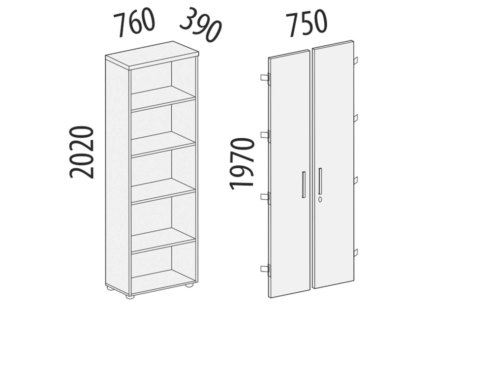 Стеллаж закрытый Альфа 64 531
