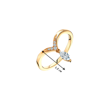 Кольцо из желтого золота с природным бриллиантом огранки «маркиз»