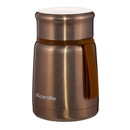 Термос для еды 530 мл. из нержавеющей стали Kamille KM 2099 с ложкой и ремешком
