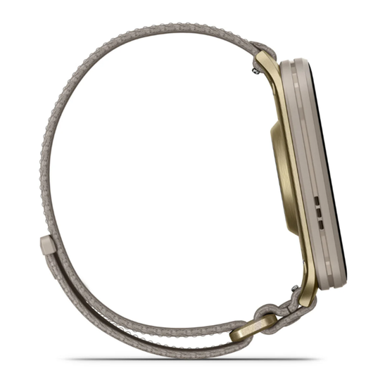 Умные часы Garmin Venu X1 мягкий золотой с титановой задней крышкой и нейлоновым ремешком цвета французский серый