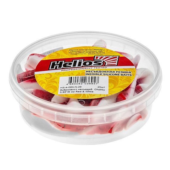 Виброхвост несъедоб. Chubby 3,55&#39;/9 см Red &amp; White 20шт. (HS-4-003-N-20) Helios