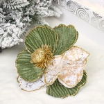 Украшение новогоднее «Пуансеттия - Нежность» 15 см, Изумруд/Золото