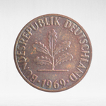 Germany, 1 Pfennig, 1969, (Stuttgart Mint - "F"), VF