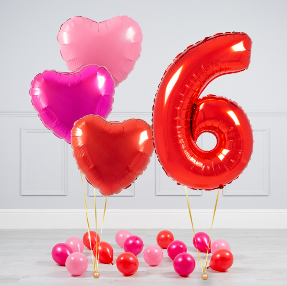 FM Шар 40" / 102 см Цифра "6 / 9" Красный (БГ-60)  Изображение5