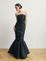 Черное платье-макси из тафты с драпировкой "Minuit"