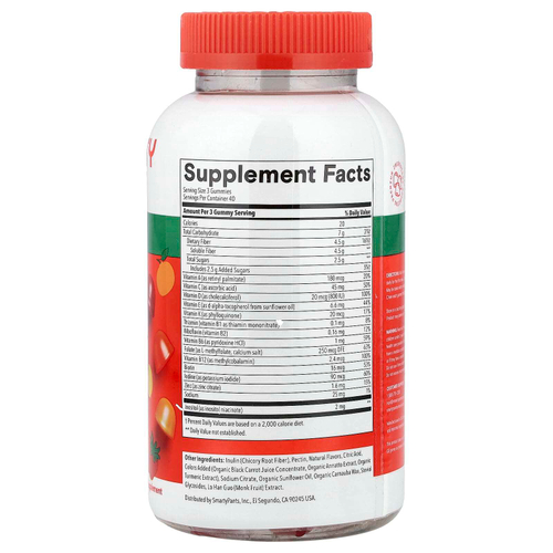 SmartyPants, Kids Plus, мультивитамины и клетчатка, клубника, апельсин и лимон, 120 жевательных таблеток