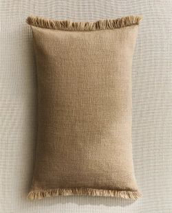 ZARA HOME НАВОЛОЧКА ДЛЯ ДЕКОРАТИВНОЙ ПОДУШКИ С БАХРОМОЙ, ПЕСОЧНЫЙ