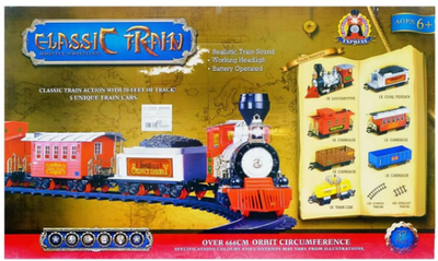 Железная дорога «Классический поезд», работает от батареек, свет и звук