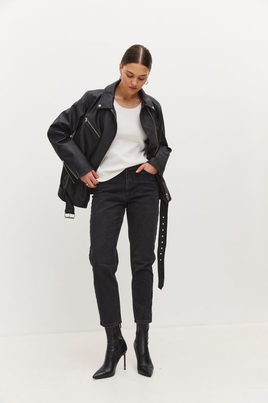 Куртка из экокожи, черный