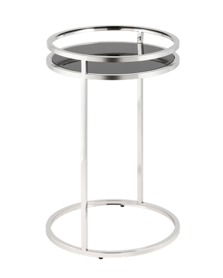 Журнальный столик Гестия 41*60см стекло черное сталь серебро