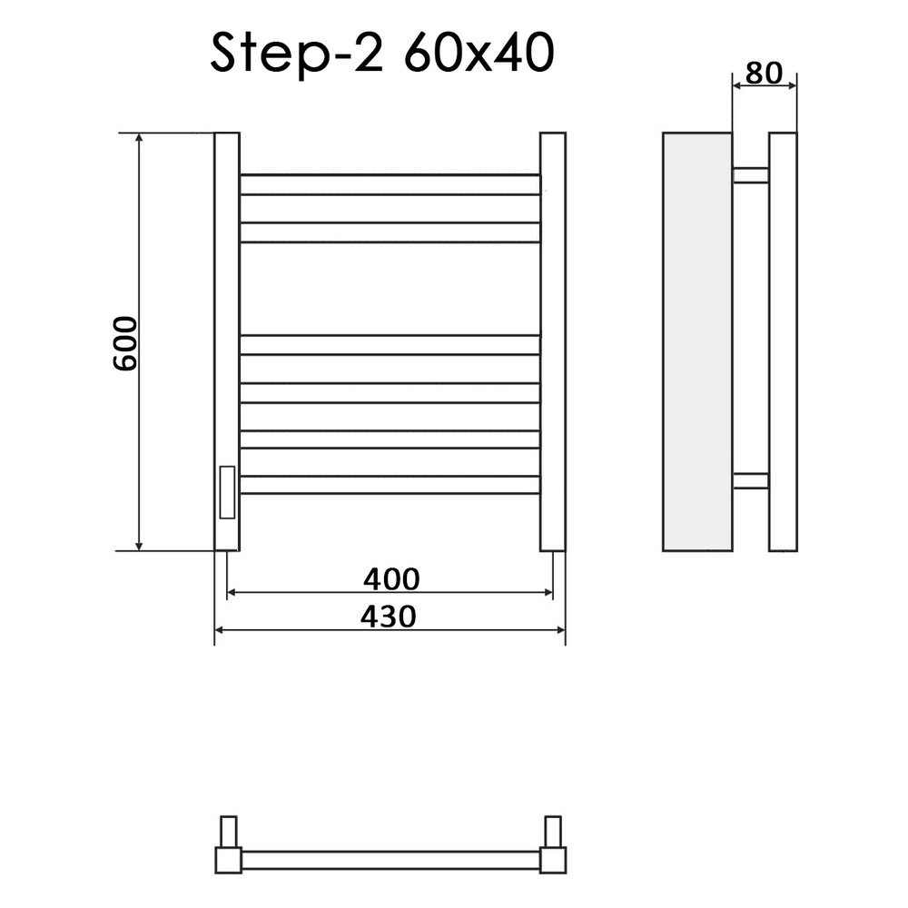 Полотенцесушитель Электрич.кабельный Ника STEP-2 60/40 RAL9016 белый матовый левый тэн
