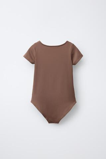 ZARA БОДИ ИЗ ПОЛИАМИДА, СЕРОВАТО-КОРИЧНЕВЫЙ