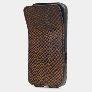 Чехол для iPhone 16 Pro из кожи лосося, черно-оранжевый градиент