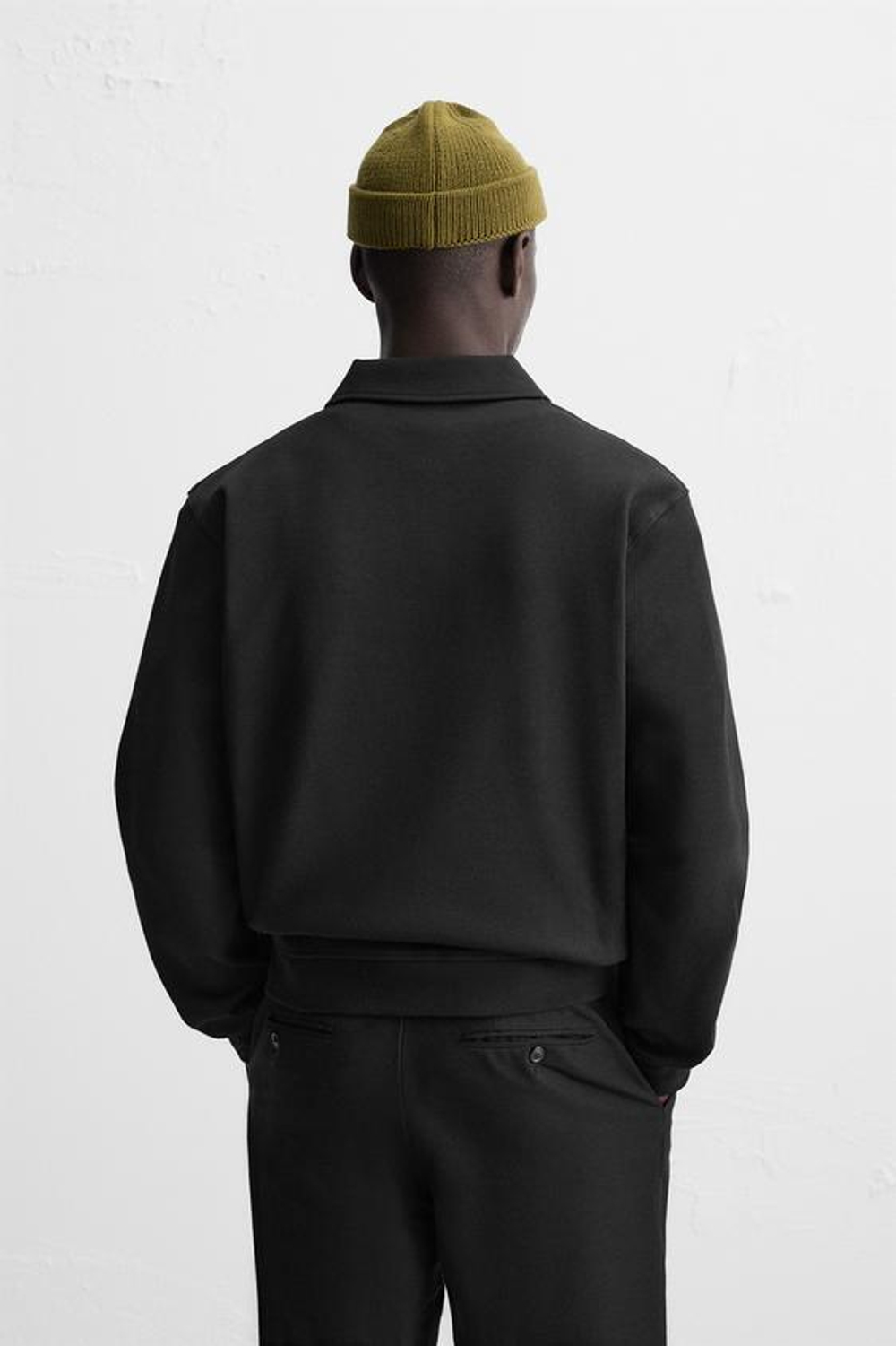 ZARA ПОЛО С ВОРОТНИКОМ НА МОЛНИИ, ЧЕРНЫЙ