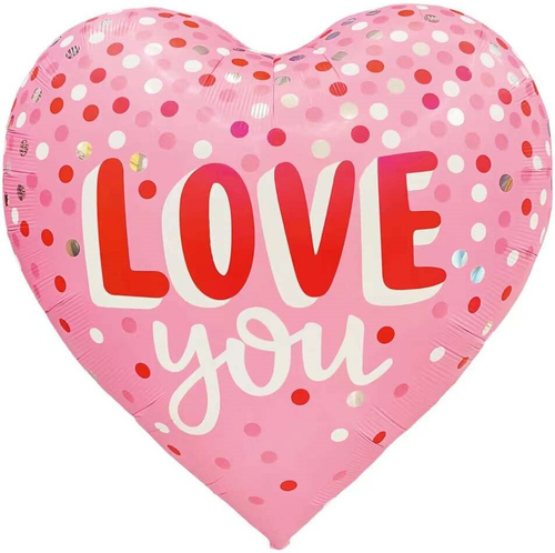 Шар (63''/160 см) Сердце, Люблю Тебя, Светло-розовый, 1 шт. в уп.