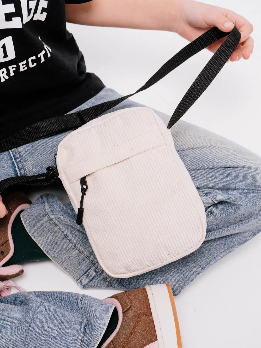 Сумка через плечо кросс-боди, вельветовая