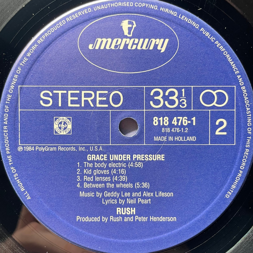 Rush ‎– Grace Under Pressure (Голландия 1984г.)