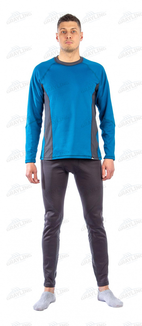 Термобелье мужское Байкал (флис-стрейч, графит/синий) GRAYLING Novatex
