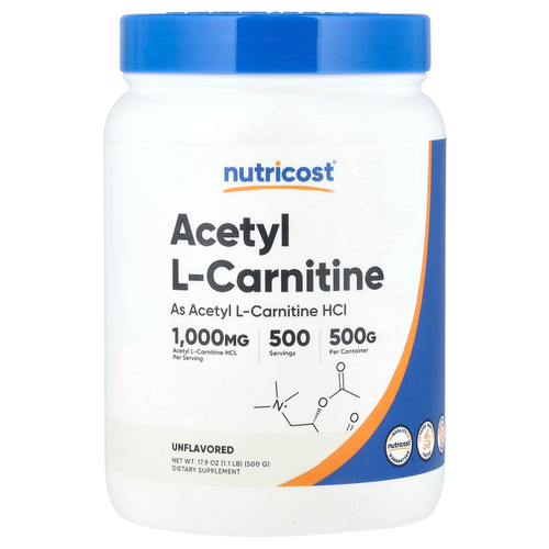 Nutricost, ацетил-L-карнитин, без добавок, 500 г (1,1 фунта)
