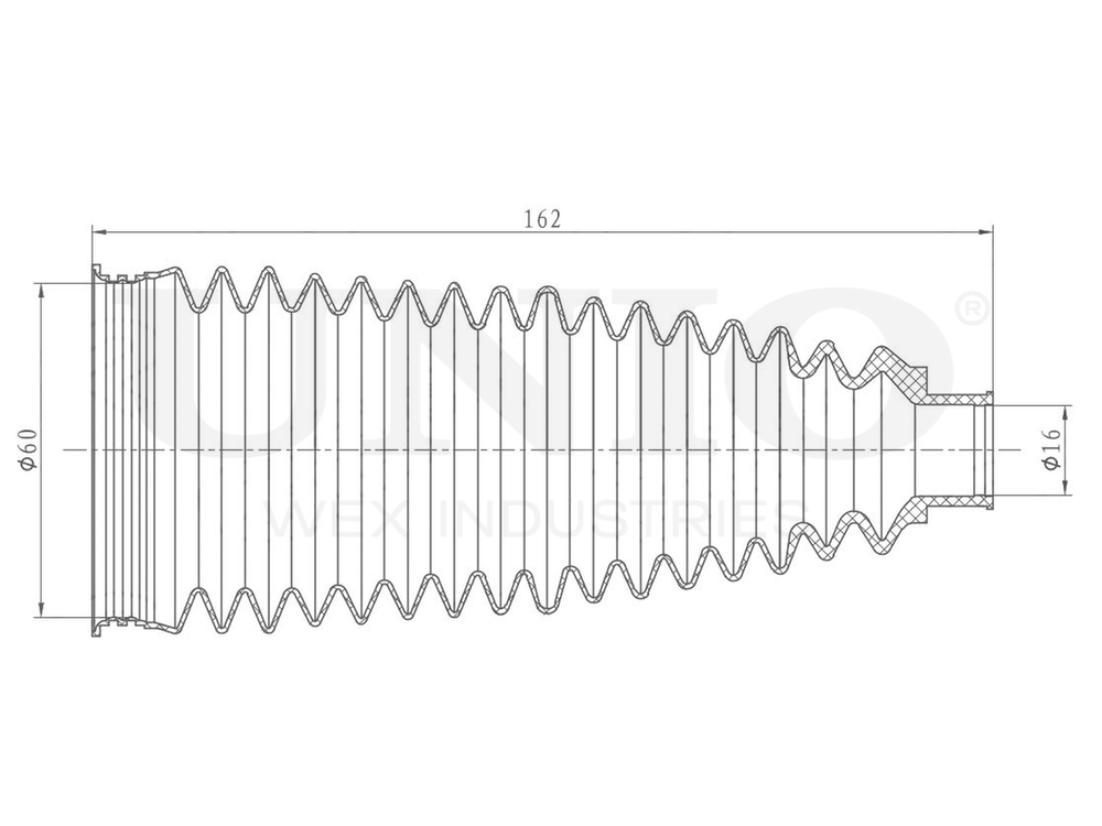 Пыльник рулевой рейки (к-т) UNIO DUC-20013K