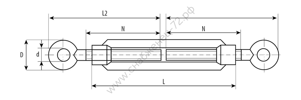 ЗУБР DIN 1480 М10, кованая натяжная муфта, талреп кольцо-кольцо, 6 шт, Профессионал (4-304375-10)