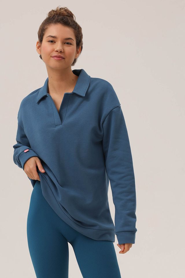 Женский свитшот поло цвета полночь