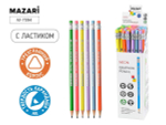 Карандаш ч/г НВ пластик. "Neon" с ластиком, корп. трехгран. (Mazari) (Комплект 48шт.)