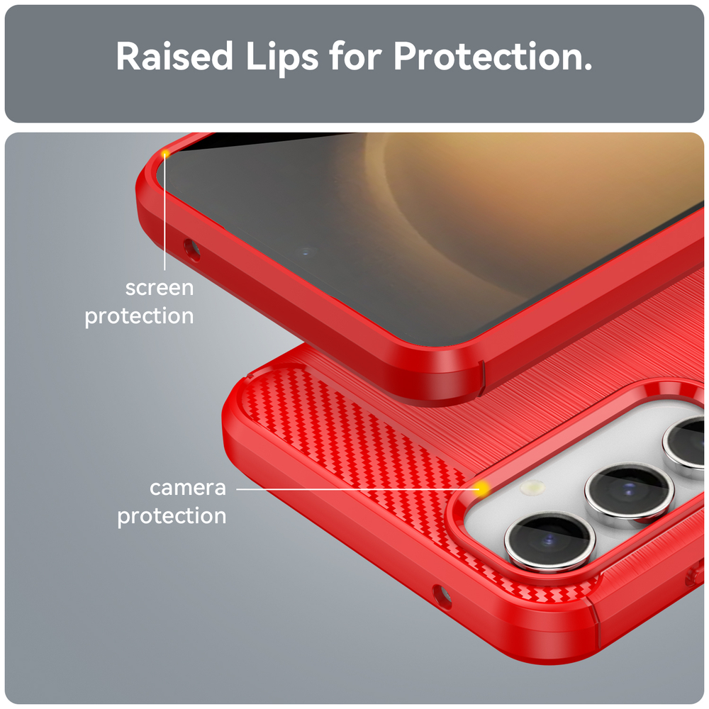 Мягкий чехол красного цвета в стиле карбон для Samsung Galaxy S23 FE, серия Carbon от Caseport