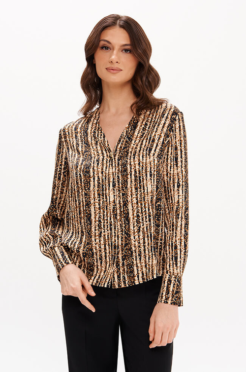 23408 Блузка женская (черно-песочный принт)