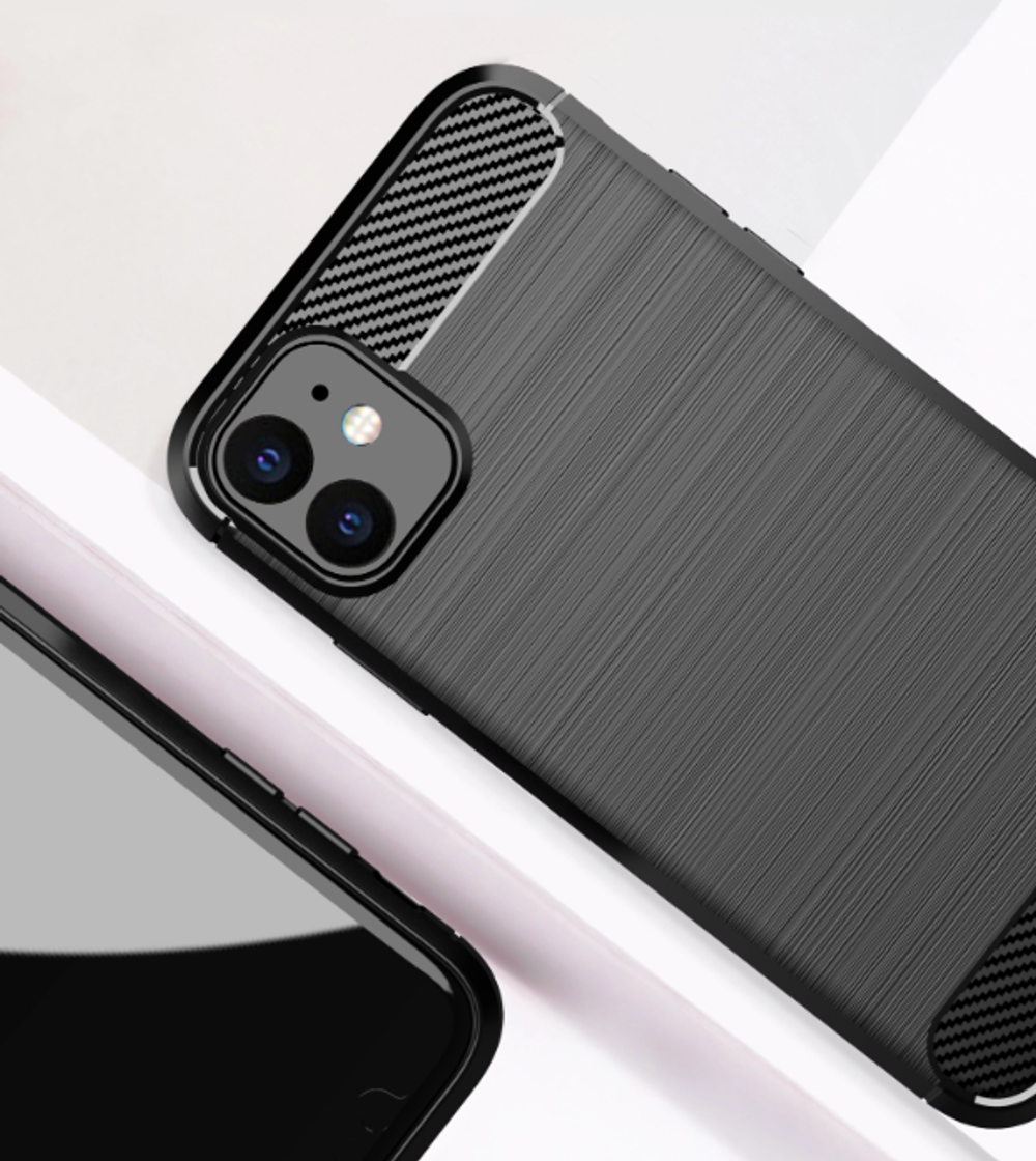 Чехол для iPhone 11 цвет Black (черный), серия Carbon от Caseport