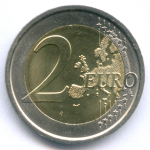 2 евро 2012 год. Италия. 100 лет со дня смерти Джованни Пасколи. Биметалл UNC