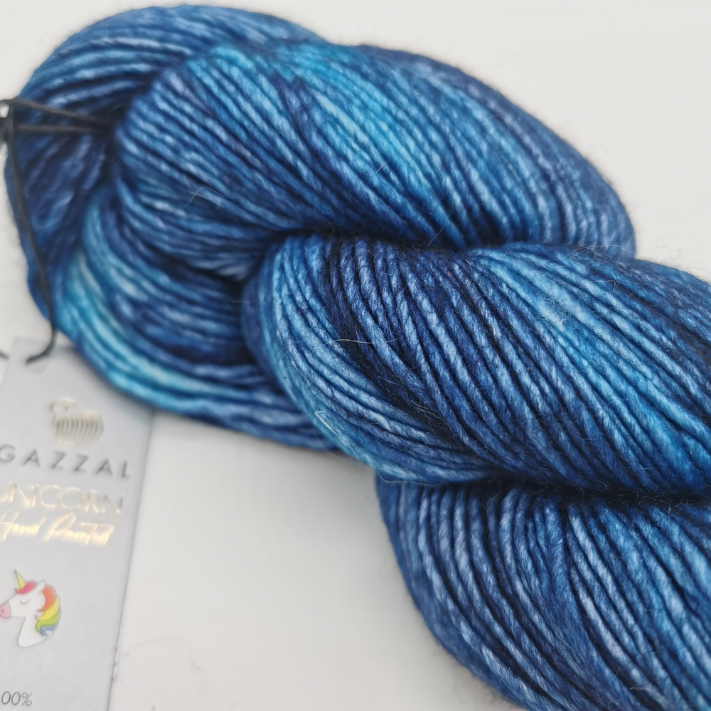 Пряжа для вязания Gazzal UNICORN 1361 синий меланж (100г 197м Турция)