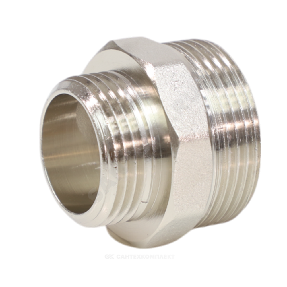 Ниппель латунь никель переходной Ду 25х20 (1"х3/4") НР VALFEX VF.580.N.100.034