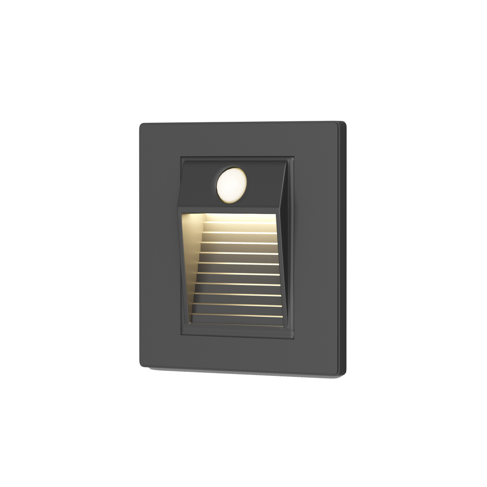 DK1020-BK Светильник встраиваемый в стену c датчиком движения, IP 20, LED 3000, 1 Вт, черный, пластик