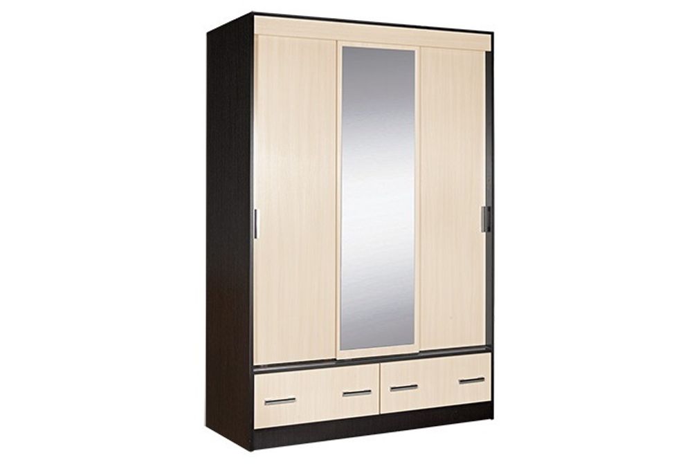 Светлана Шкаф-купе 3-х ств. с ящиками 1500 с 1 зер.Новый