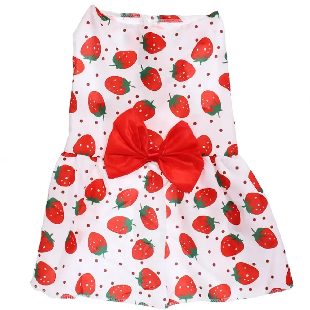 Платье для кошек и собак мелких пород «Бонита на прогулке», клубнички, размер ХL, длина спинки 32-34см