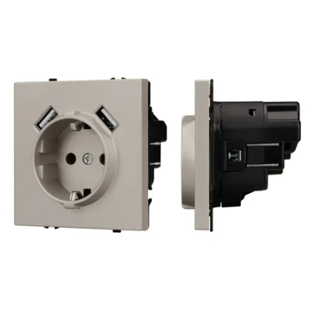 Механизм розетки с USB зарядкой SCT-NOBE-MUAA-SFPL-CA (230V, 16A) (Arlight, Кашемир) 059442