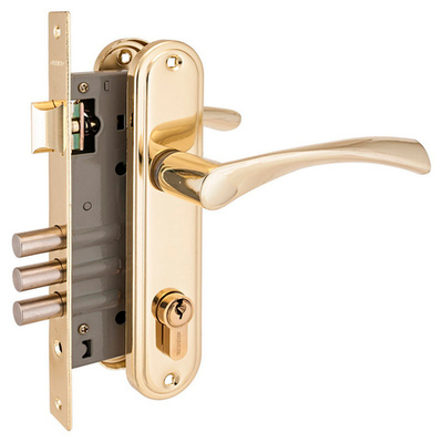 Замок Аллюр врезной  103/3 GP золото с ручками корпус 70мм