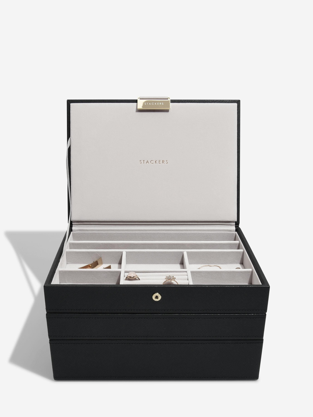 Органайзер для украшений и часов Stackers Classic Jewellery Box, 3 секции -Dove Grey & Rose (Navy Blue / темно-синий / Navy Blue / Органайзер с крышкой)
