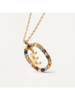 Колье Буква E серебро 925 пробы покрытое золотом