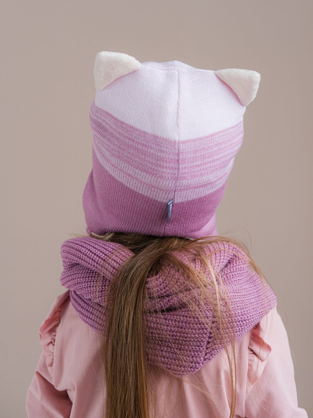 Шапка зимняя вязаная (Розовая дымка) ЛОРА