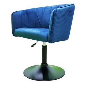 Дизайнерский стул DARCY BLACK, синий велюр, с плавным ходом и автовозвратом