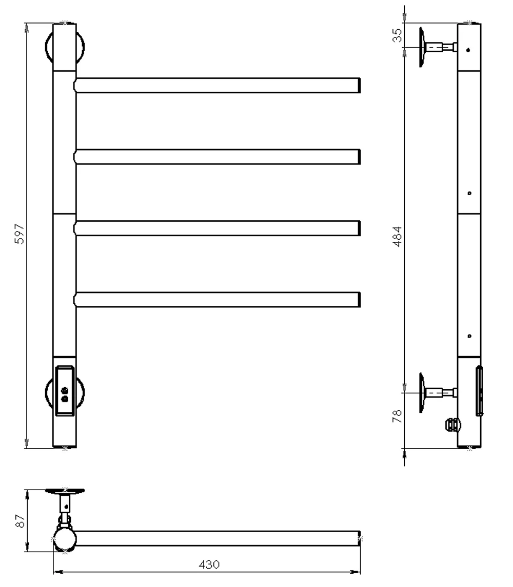 Полотенцесушитель Vincea 43х60 VTD-1S1CGE графит