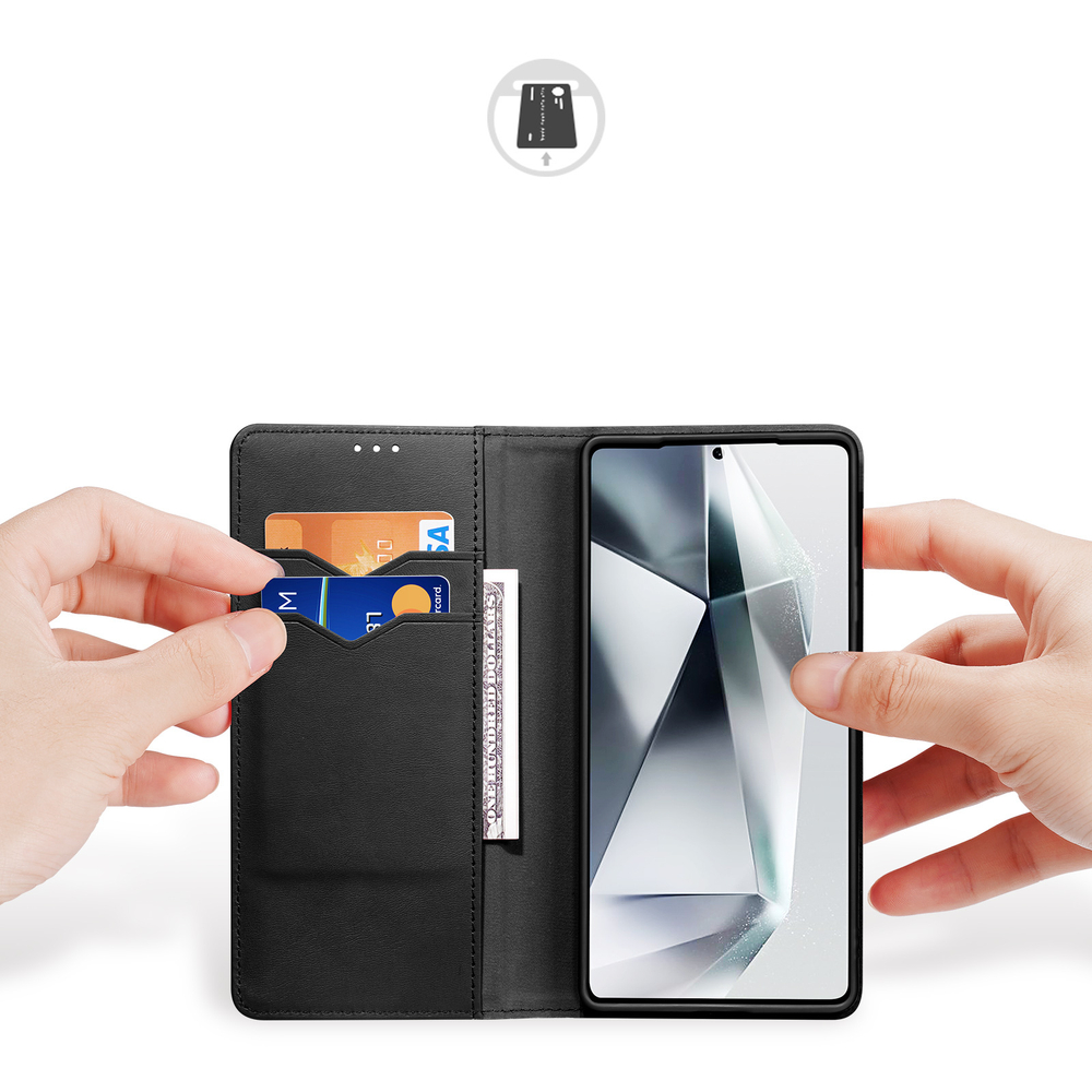Чехол книжка из натуральной кожи с защитой RFID от Dux Ducis для Samsung Galaxy S25 Ultra, серия Hivo Series Case