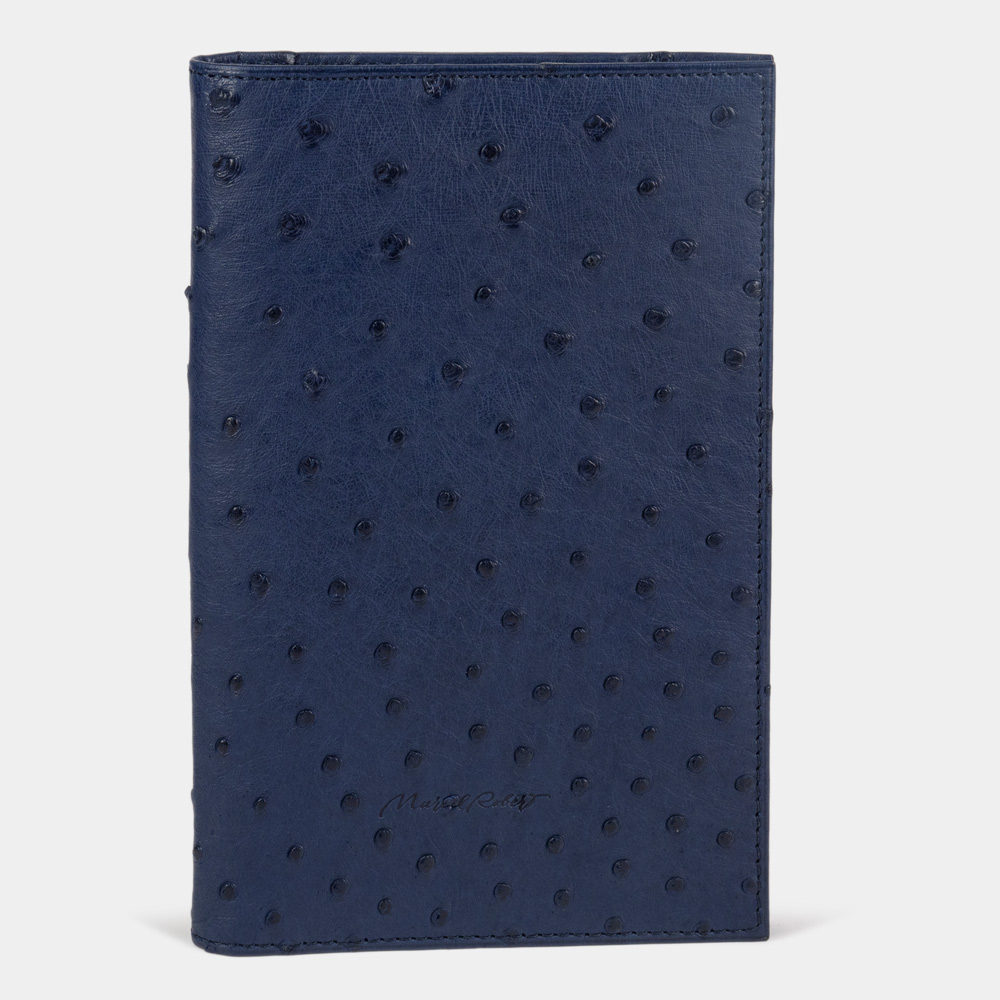 Длинный кошелек Secret+ из кожи страуса синего цвета