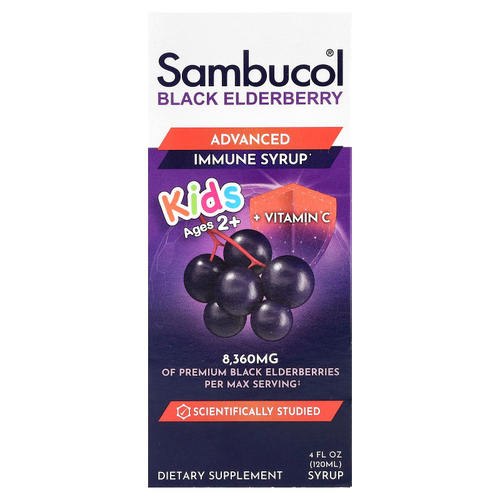 Sambucol, Kids, улучшенный сироп из чёрной бузины для поддержки иммунитета, для детей от 2 лет, со вкусом ягод, 120 мл (4 жидк. унции)
