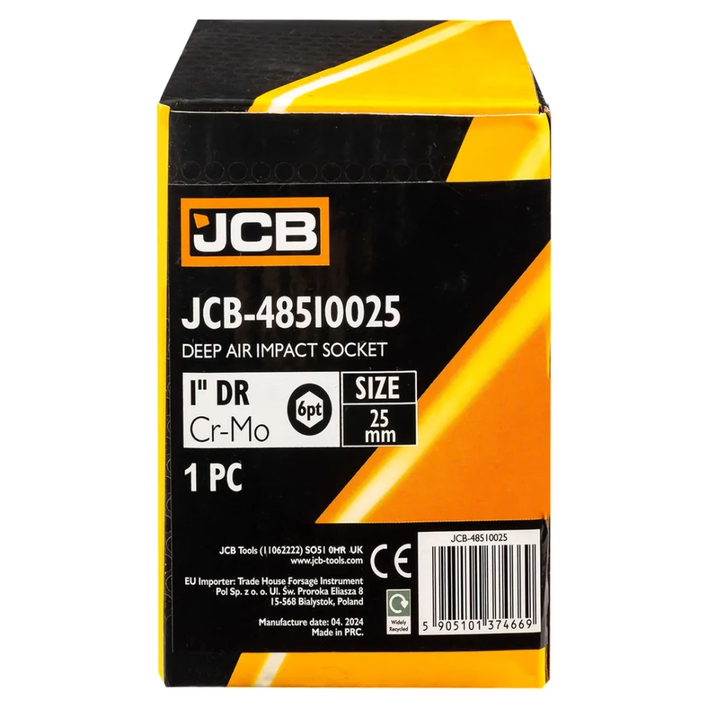 Головка ударная глубокая 25мм (6гр.), 1'' JCB JCB-48510025