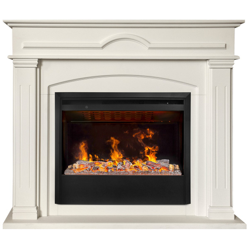 Электрокамин RealFlame Mirra 26 WT пастельно-белый с очагом 3D Helios 26 SBG