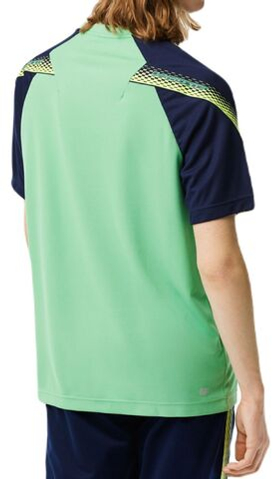 Футболка мужская теннисная Lacoste SPORT Regular Fit Logo Stripe T-shirt - green/navy blue